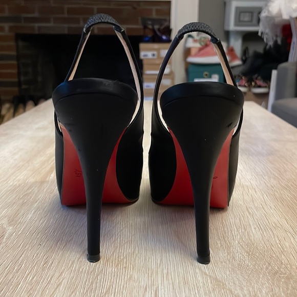 Louboutin No Prive 120MM Black Crepe Satin - 38.5 - Picture 5 of 10